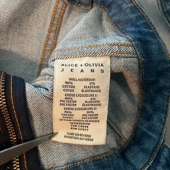 Alice + Olivia Size 24 Gorgeous Gaucho Love Me Denim Cropped Wide Leg Jumpsuit - Picture 9 of 10